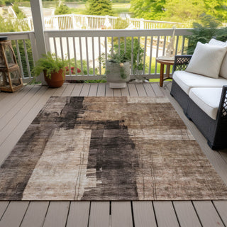 Piper Looms Chantille Abstract ACN1202 Brown Machine Washable Area Rug Outdoor Lifestyle Image Feature