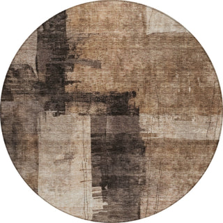 Piper Looms Chantille Abstract ACN1202 Brown Machine Washable Area Rug Round Main Image