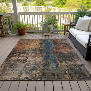 Piper Looms Chantille Abstract ACN1204 Blue Machine Washable Area Rug Outdoor Lifestyle Image Feature