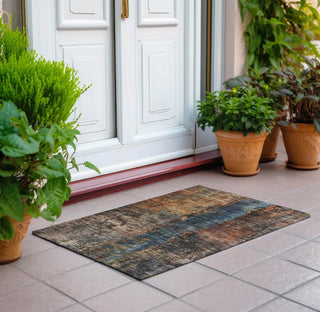 Piper Looms Chantille Abstract ACN1204 Blue Machine Washable Area Rug Scatter Outdoor Lifestyle Image Feature