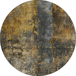Piper Looms Chantille Abstract ACN1204 Gray Machine Washable Area Rug Round Main Image