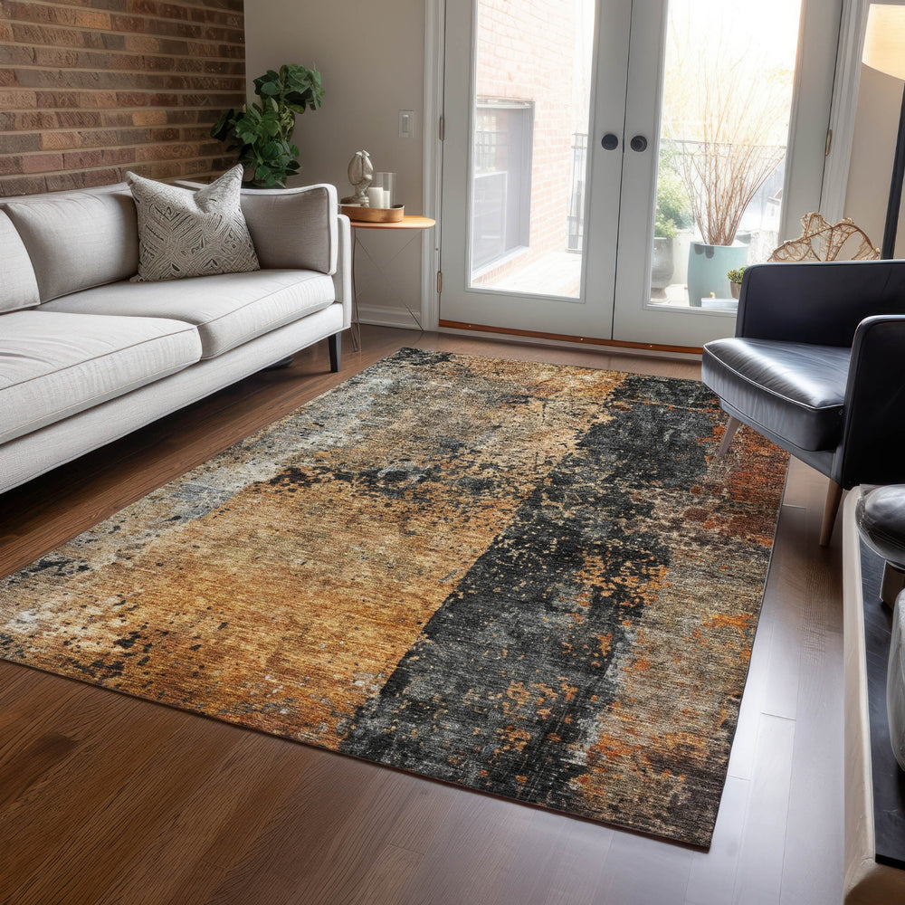 Piper Looms Chantille Abstract ACN1205 Copper Machine Washable Area Rug Lifestyle Image Feature