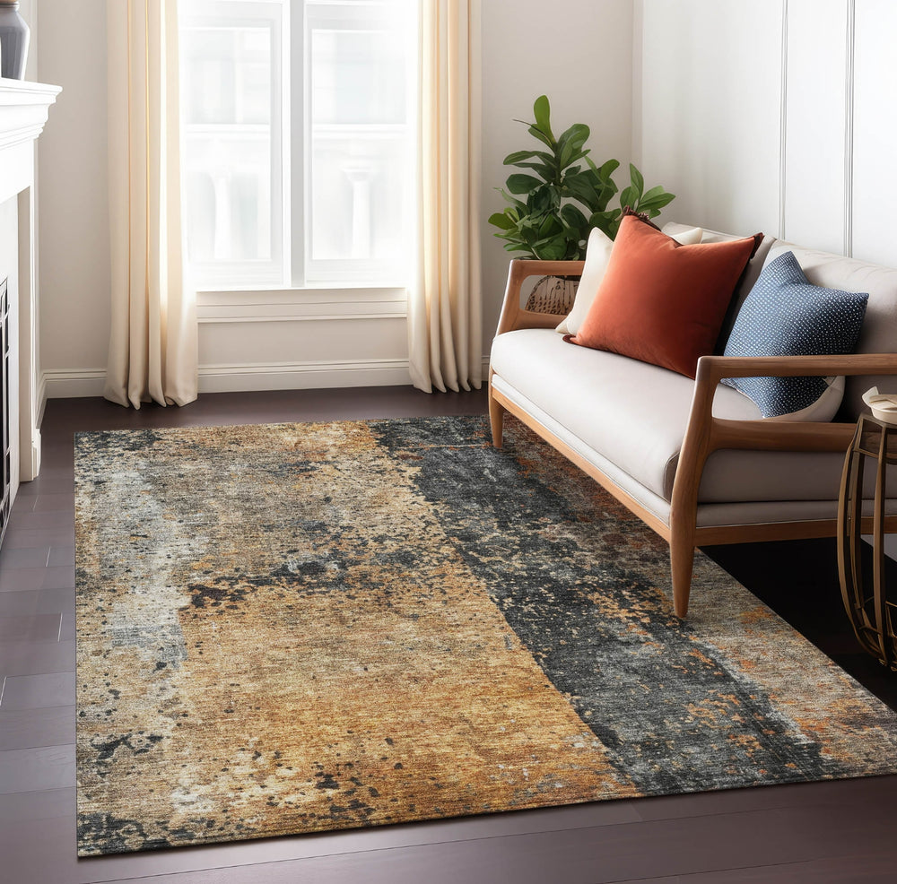 Piper Looms Chantille Abstract ACN1205 Copper Machine Washable Area Rug Lifestyle Image Feature