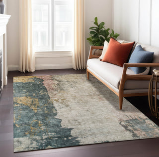 Piper Looms Chantille Abstract ACN1207 Taupe Machine Washable Area Rug Lifestyle Image Feature