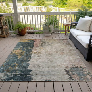 Piper Looms Chantille Abstract ACN1207 Taupe Machine Washable Area Rug Outdoor Lifestyle Image Feature