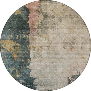 Piper Looms Chantille Abstract ACN1207 Taupe Machine Washable Area Rug Round Main Image