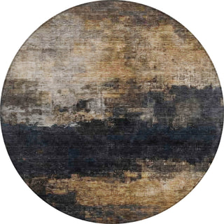 Piper Looms Chantille Abstract ACN1209 Charcoal Machine Washable Area Rug Round Main Image