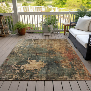 Piper Looms Chantille Abstract ACN1211 Sage Machine Washable Area Rug Outdoor Lifestyle Image Feature