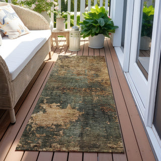 Piper Looms Chantille Abstract ACN1211 Sage Machine Washable Area Rug Runner Outdoor Lifestyle Image Feature