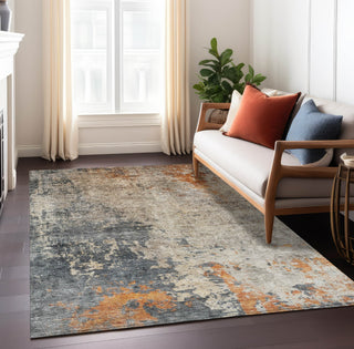 Piper Looms Chantille Abstract ACN1212 Khaki Machine Washable Area Rug Lifestyle Image Feature