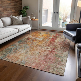 Piper Looms Chantille Abstract ACN1213 Tan Machine Washable Area Rug Lifestyle Image Feature
