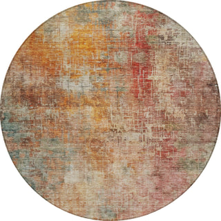 Piper Looms Chantille Abstract ACN1213 Tan Machine Washable Area Rug Round Main Image