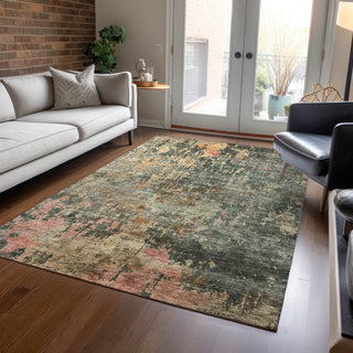 Piper Looms Chantille Abstract ACN1214 Sage Machine Washable Area Rug Lifestyle Image Feature