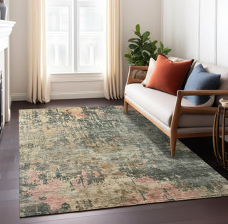 Piper Looms Chantille Abstract ACN1214 Sage Machine Washable Area Rug Lifestyle Image Feature