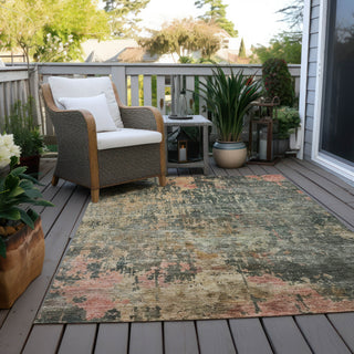 Piper Looms Chantille Abstract ACN1214 Sage Machine Washable Area Rug Outdoor Lifestyle Image Feature