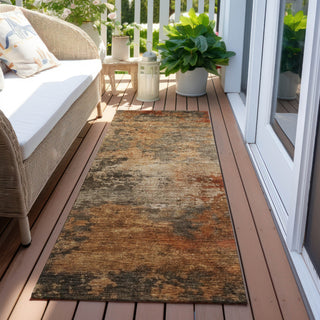 Piper Looms Chantille Abstract ACN1216 Khaki Machine Washable Area Rug Runner Outdoor Lifestyle Image Feature