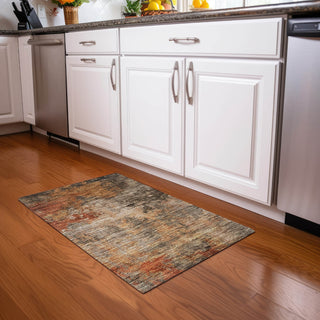 Piper Looms Chantille Abstract ACN1216 Khaki Machine Washable Area Rug Scatter Lifestyle Image Feature