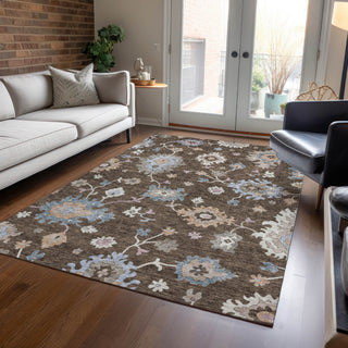 Piper Looms Chantille Global ACN1218 Chocolate Machine Washable Area Rug Lifestyle Image Feature
