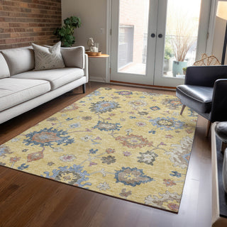 Piper Looms Chantille Global ACN1218 Gold Machine Washable Area Rug Lifestyle Image Feature