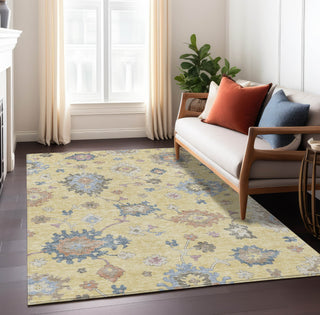 Piper Looms Chantille Global ACN1218 Gold Machine Washable Area Rug Lifestyle Image Feature