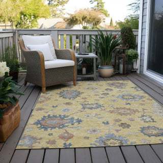 Piper Looms Chantille Global ACN1218 Gold Machine Washable Area Rug Outdoor Lifestyle Image Feature