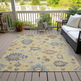 Piper Looms Chantille Global ACN1218 Gold Machine Washable Area Rug Outdoor Lifestyle Image Feature