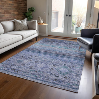 Piper Looms Chantille Global ACN1219 Blue Machine Washable Area Rug Lifestyle Image Feature