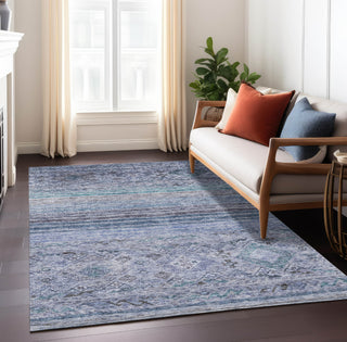 Piper Looms Chantille Global ACN1219 Blue Machine Washable Area Rug Lifestyle Image Feature