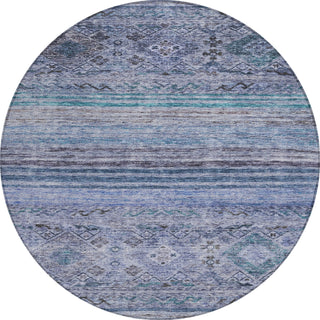 Piper Looms Chantille Global ACN1219 Blue Machine Washable Area Rug Round Main Image