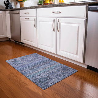 Piper Looms Chantille Global ACN1219 Blue Machine Washable Area Rug Scatter Lifestyle Image Feature