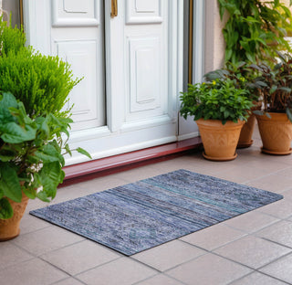 Piper Looms Chantille Global ACN1219 Blue Machine Washable Area Rug Scatter Outdoor Lifestyle Image Feature
