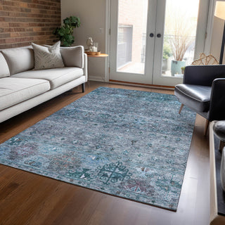 Piper Looms Chantille Global ACN1220 Blue Machine Washable Area Rug Lifestyle Image Feature