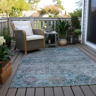 Piper Looms Chantille Global ACN1220 Blue Machine Washable Area Rug Outdoor Lifestyle Image Feature
