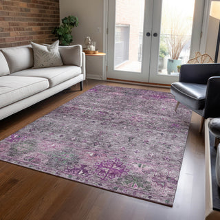 Piper Looms Chantille Global ACN1220 Purple Machine Washable Area Rug Lifestyle Image Feature