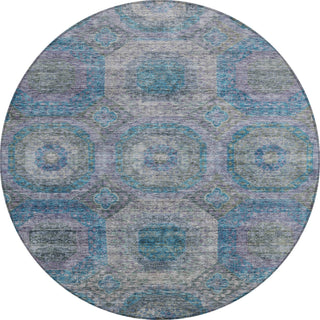 Piper Looms Chantille Geometric ACN1221 Blue Machine Washable Area Rug Round Main Image