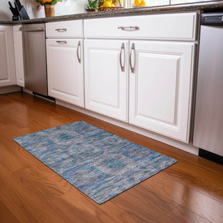 Piper Looms Chantille Geometric ACN1221 Blue Machine Washable Area Rug Scatter Lifestyle Image Feature