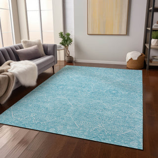 Piper Looms Chantille Panel ACN1224 Sky Machine Washable Area Rug Lifestyle Image Feature