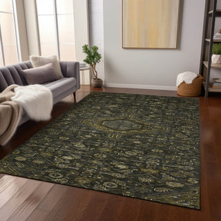 Piper Looms Chantille Medallion ACN1225 Charcoal Machine Washable Area Rug Lifestyle Image Feature