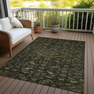 Piper Looms Chantille Medallion ACN1225 Charcoal Machine Washable Area Rug Outdoor Lifestyle Image Feature