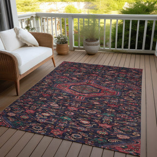 Piper Looms Chantille Medallion ACN1225 Navy Machine Washable Area Rug Outdoor Lifestyle Image Feature