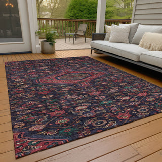 Piper Looms Chantille Medallion ACN1225 Navy Machine Washable Area Rug Outdoor Lifestyle Image Feature