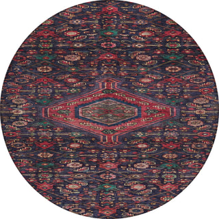 Piper Looms Chantille Medallion ACN1225 Navy Machine Washable Area Rug Round Main Image