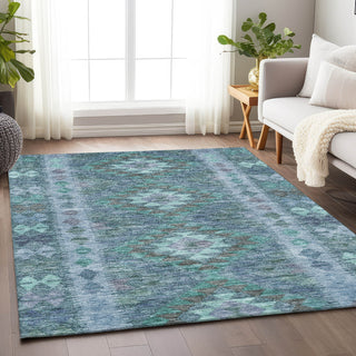 Piper Looms Chantille Global ACN1226 Blue Machine Washable Area Rug Lifestyle Image Feature