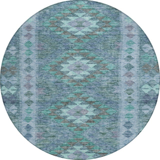 Piper Looms Chantille Global ACN1226 Blue Machine Washable Area Rug Round Main Image