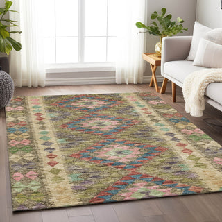 Piper Looms Chantille Global ACN1226 Green Machine Washable Area Rug Lifestyle Image Feature