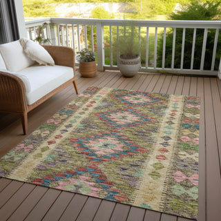 Piper Looms Chantille Global ACN1226 Green Machine Washable Area Rug Outdoor Lifestyle Image Feature