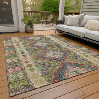 Piper Looms Chantille Global ACN1226 Green Machine Washable Area Rug Outdoor Lifestyle Image Feature