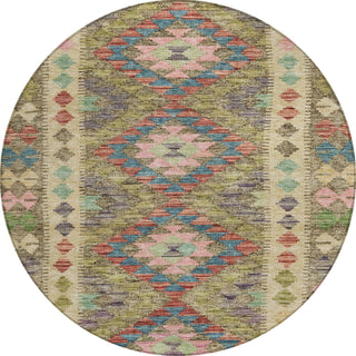 Piper Looms Chantille Global ACN1226 Green Machine Washable Area Rug Round Main Image