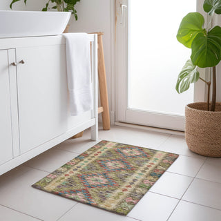 Piper Looms Chantille Global ACN1226 Green Machine Washable Area Rug Scatter Lifestyle Image Feature