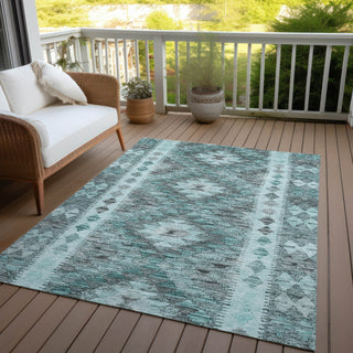 Piper Looms Chantille Global ACN1226 Teal Machine Washable Area Rug Outdoor Lifestyle Image Feature